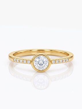 Dainty Gold ring with round gemstone, 925 Sterling Silver with 10k gold finish
